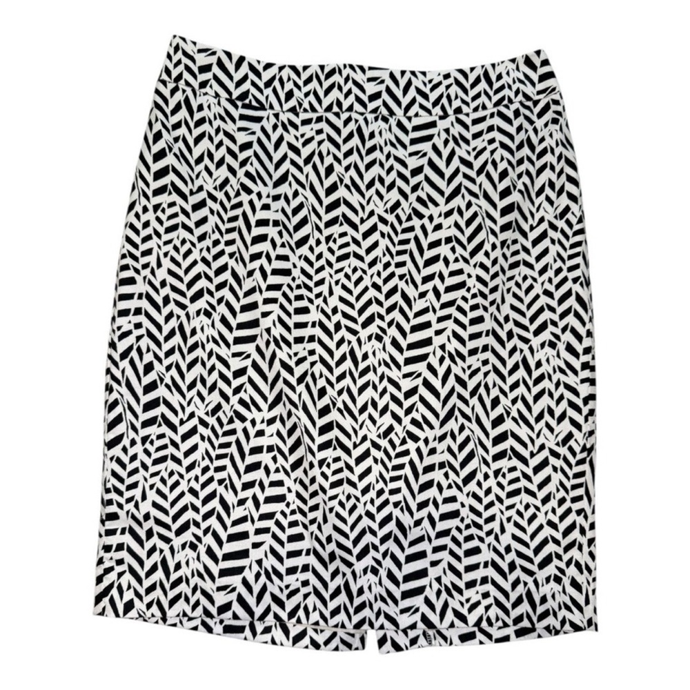LOFT Black and White Geometric Pencil Skirt
